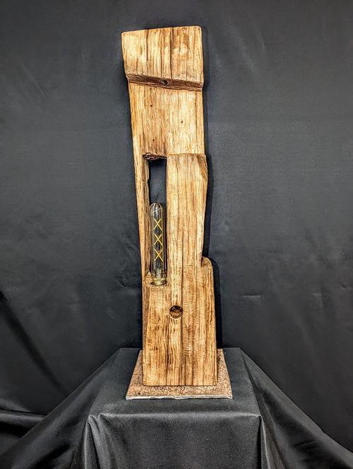 Balken Lampe aus Eichenholz mit Metallsockel